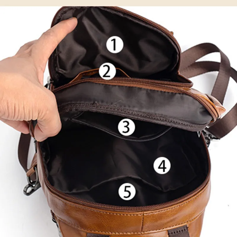2026 New Retro Men Mini Backpack Genuine Leather Multifunctional Bag First Layer Cowhide Handmade Male Chest Bags Travel Bag view 6