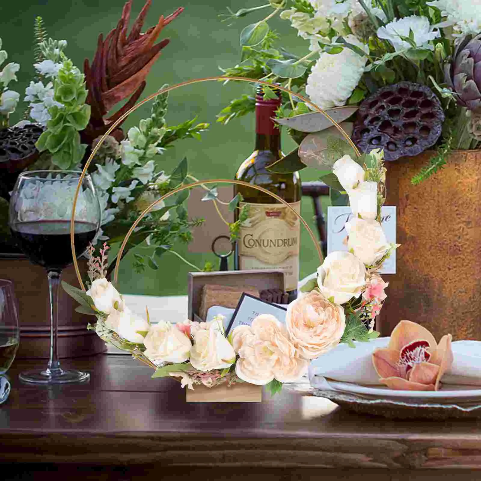 

Металлическая гирлянда, декоративная рамка для венка, формы «сделай сам», обруч, центральная часть с подставкой, проволочное кольцо