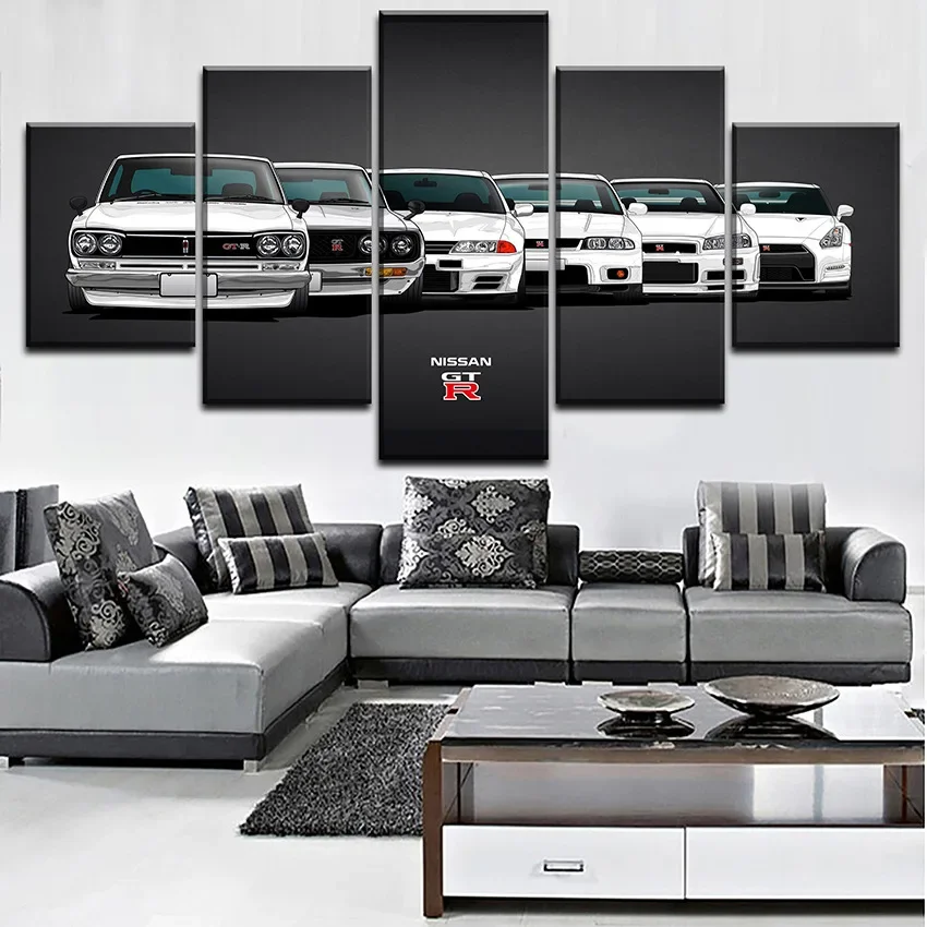 

Cool white performance beast multi specification five piece canvas painting modern living room decoration painting