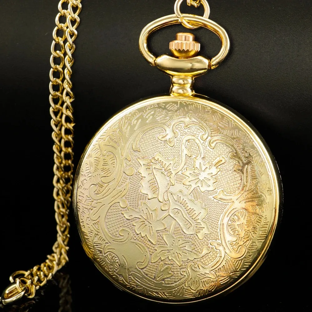 العتيقة Steampunk قطار محفورة ساعة جيب كوارتز نصف هنتر فوب سلسلة الساعات اكسسوارات رجالية أفضل قلادة هدية