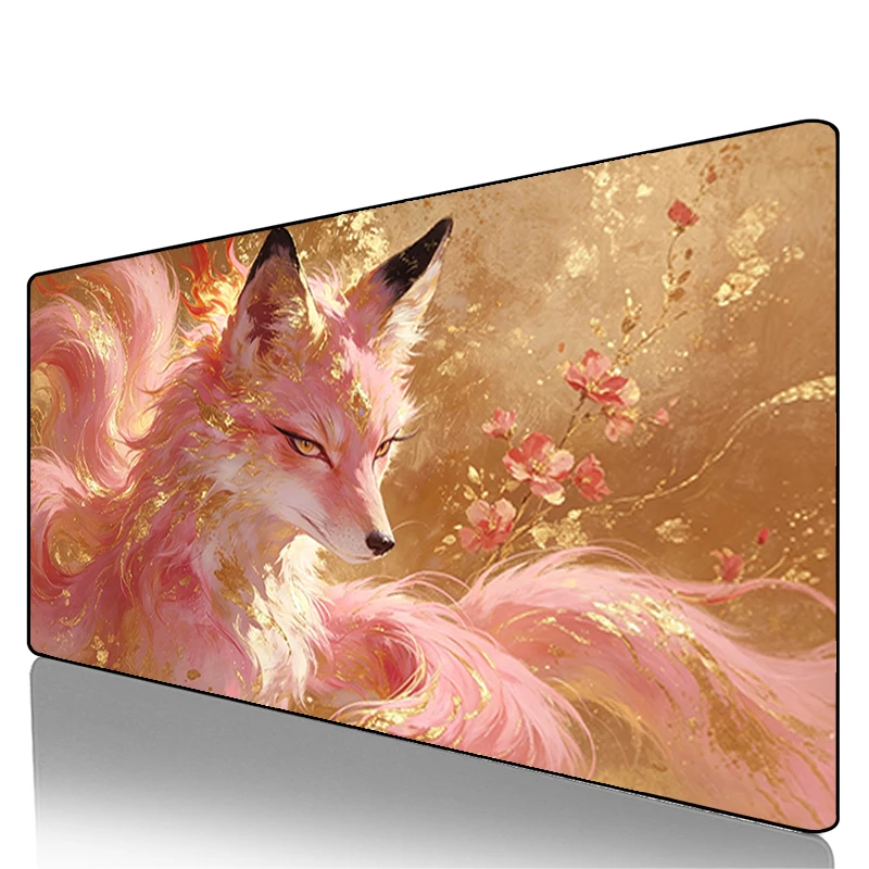Nine-Tailed Fox Mouse Pad E-sports Players Mousepad Rubber Gamer Keyboard Pad Pink Computer Mouse Mat kawaii Anime Fox Desk Mat