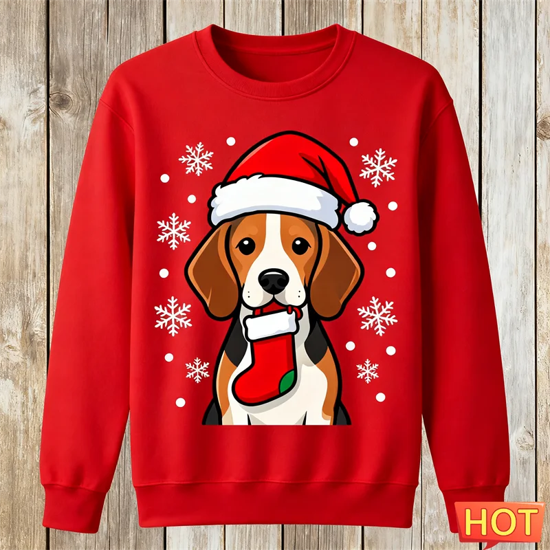 2026 جديد بيغل الجرافيك القبيح عيد الميلاد سترة موضة عطلة ارتداء ثلاثية الأبعاد مطبوعة عيد الميلاد بلوزات فضفاضة تنفس للجنسين البلوز