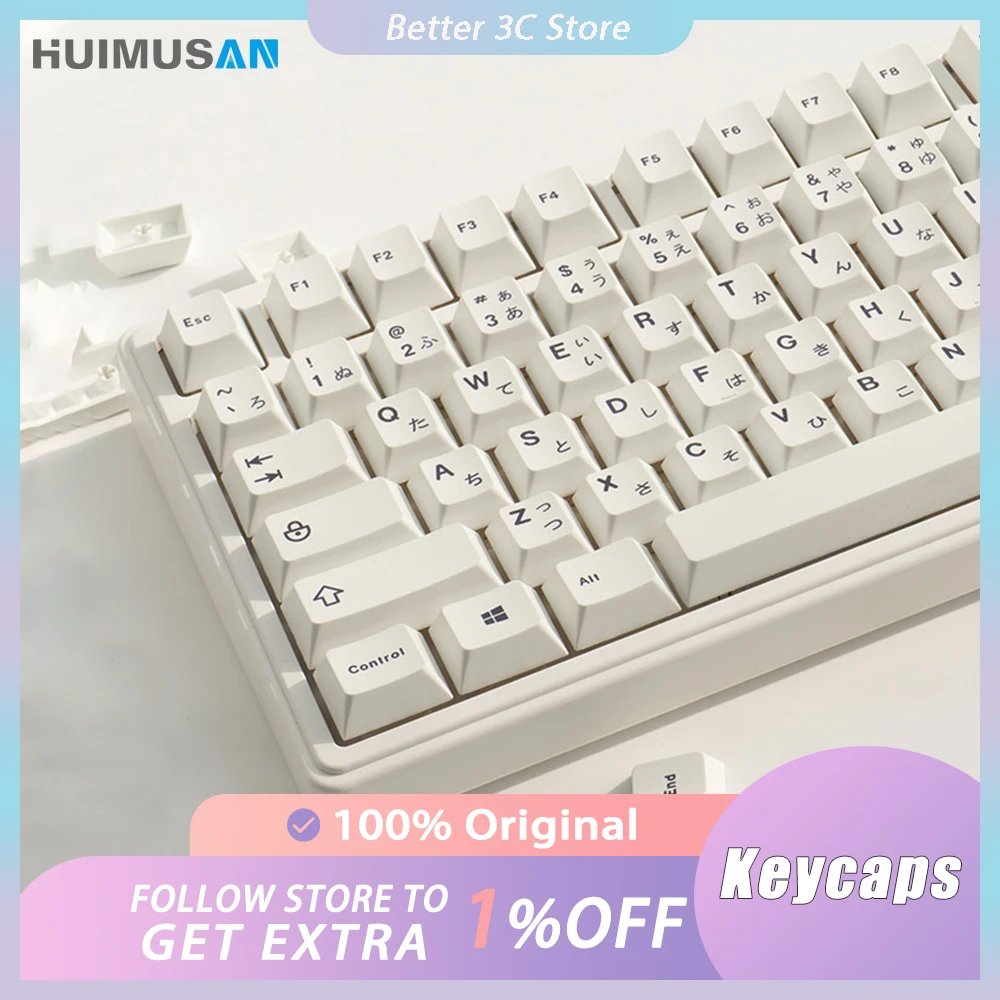 Huimu Keyboard mekanik putih, penutup kunci PBT sublimasi termal tinggi ceri Keycap Set Pc Aksesori Gamer hadiah kantor