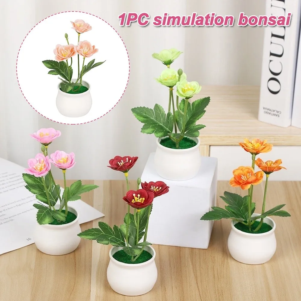 Plante artificielle de fleurs de prunier en pot avec pot de fleurs, simulation de bonsaï, pour présentation sur comptoir et décoration de jardin et de fête