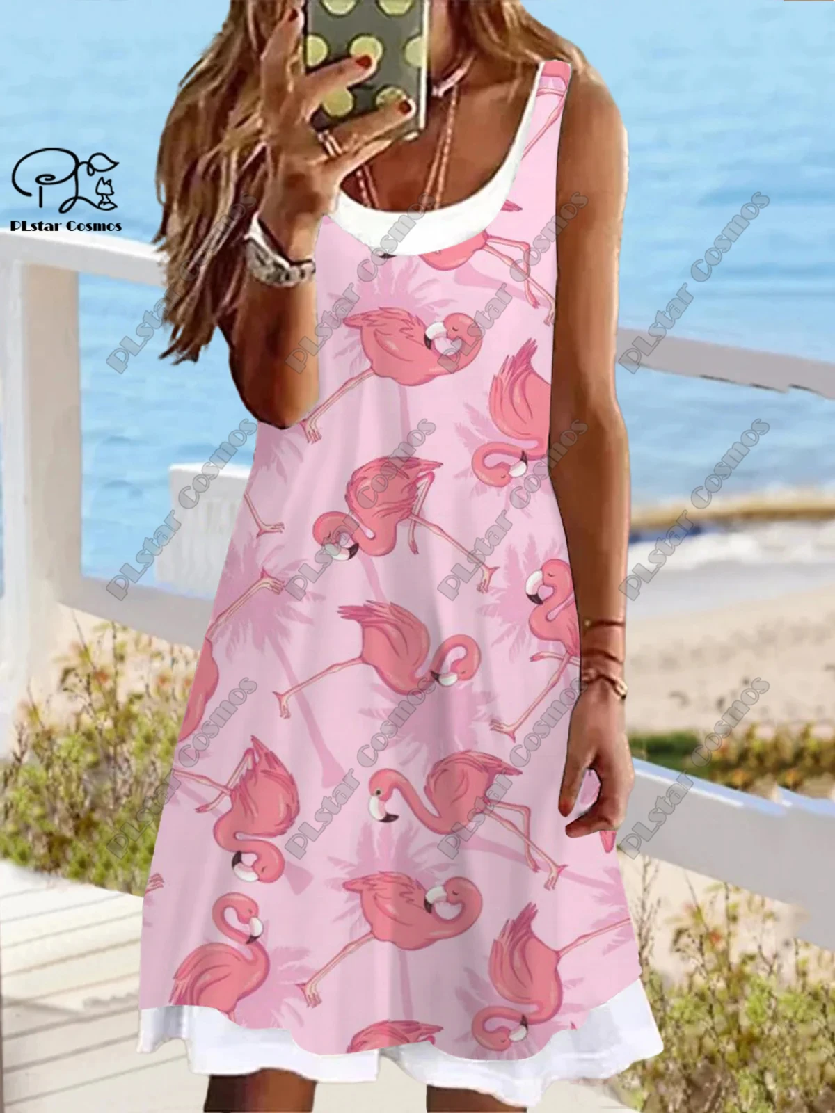 PLstar Cosmos 3D Printed Retro Pattern Women's Sleeveless Dress Summer Casual Beach Dress Holiday Style Collection S-31