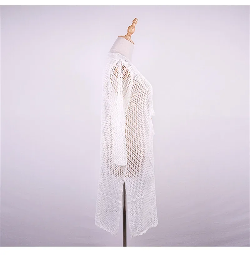 Sexy Crochet Knit Beach Cover up Hollow Out traje de baño vestido señoras traje de baño cubrir túnica de playa