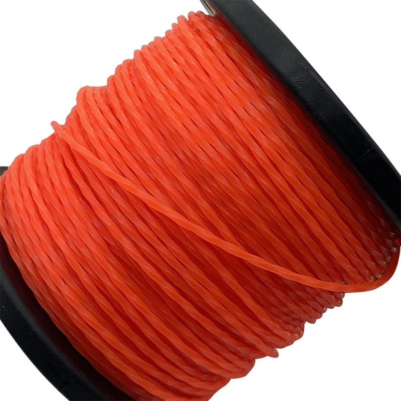 LUSQI 3 مللي متر * 100 متر برتقالي نايلون خط تشذيب مربع التفاف بكرة ل Brushcutter جزازة العشب حديقة Weeder