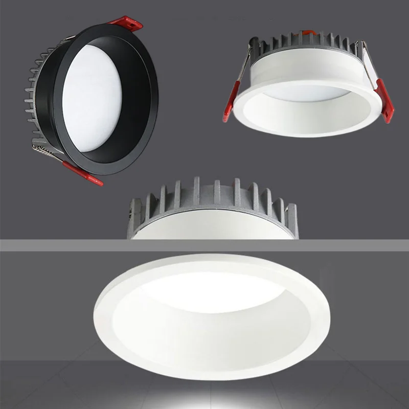 Foco LED tricolor antideslumbrante regulable, luz de fondo redonda de techo, 5W7W10W12W15W 24W