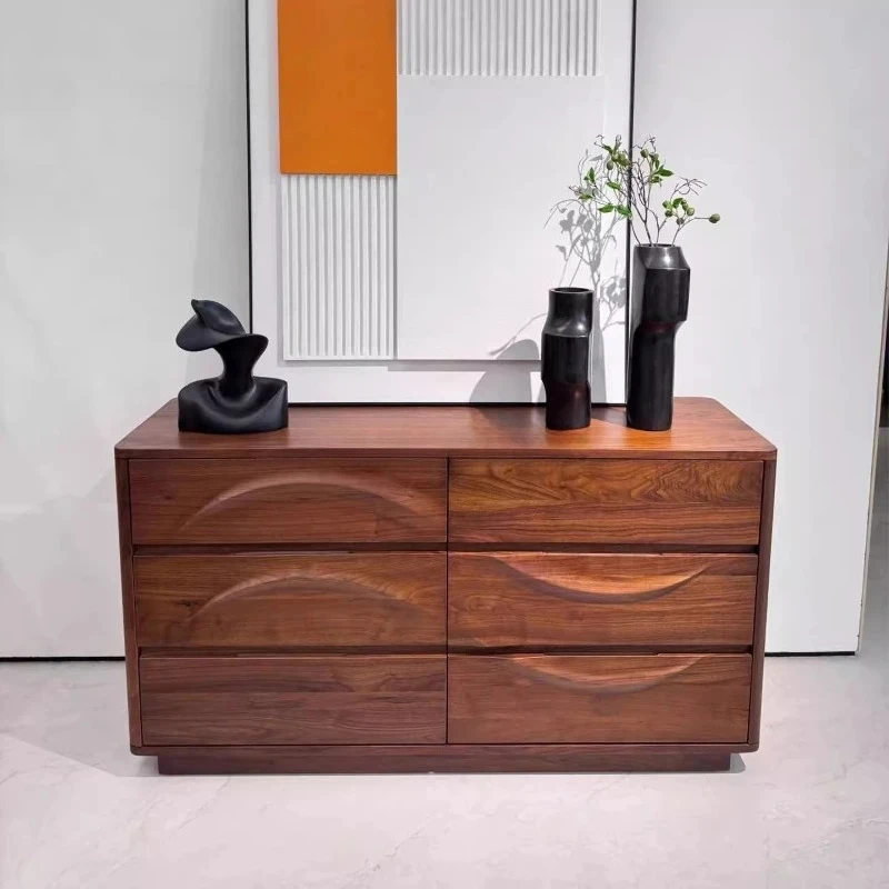 black walnut six-chest cabinet modern simple light luxury solid wood cabinet  FT