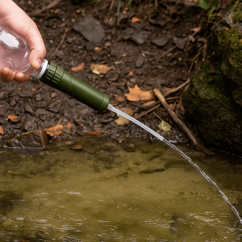 ABS في الهواء الطلق تصفية المياه الصغيرة القش الشرب المباشر القش منقي مياه الطوارئ بقاء منقي مياه صغير في الهواء الطلق #1