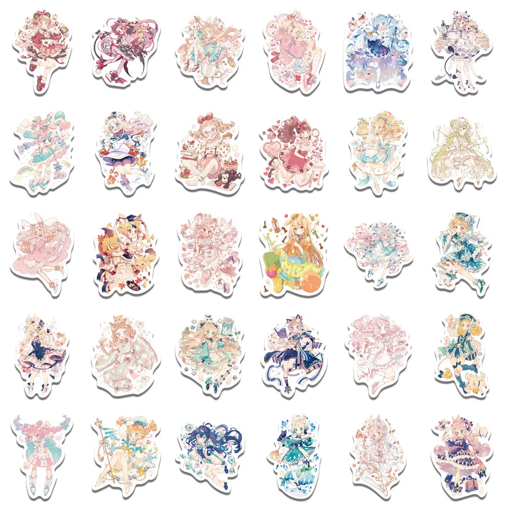 10/30/50PCS Cartoon Anime Girl Anime Individuality Graffiti  Creative Sticker Desk Guitar Computer Waterproof Sticker Wholesale