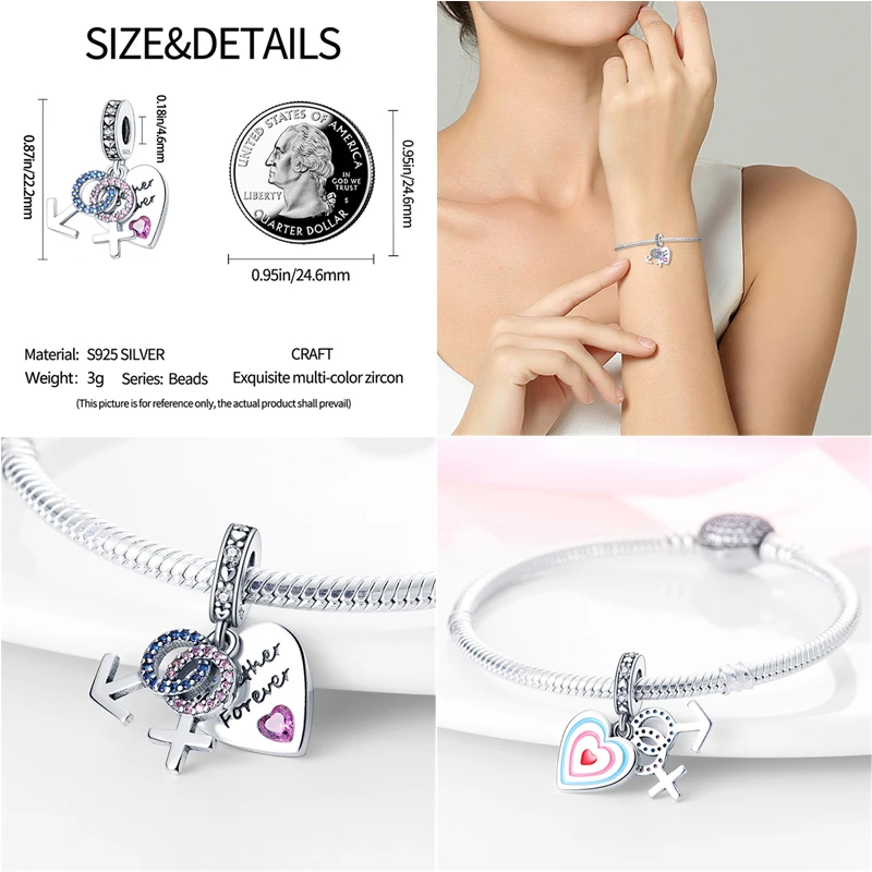 

Original design S925 sterling silver charm pendant, suitable for 3mm bracelet, exquisite luxury jewelry, holiday gift women