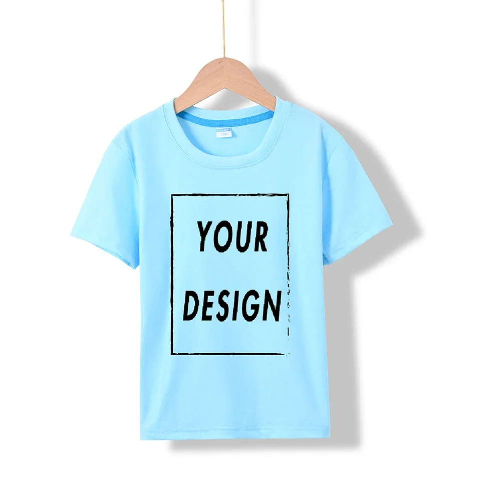 2025 Free Customized Front and Rear Logo Children's Cotton T-shirt, the Best Gift for Boys and Girls