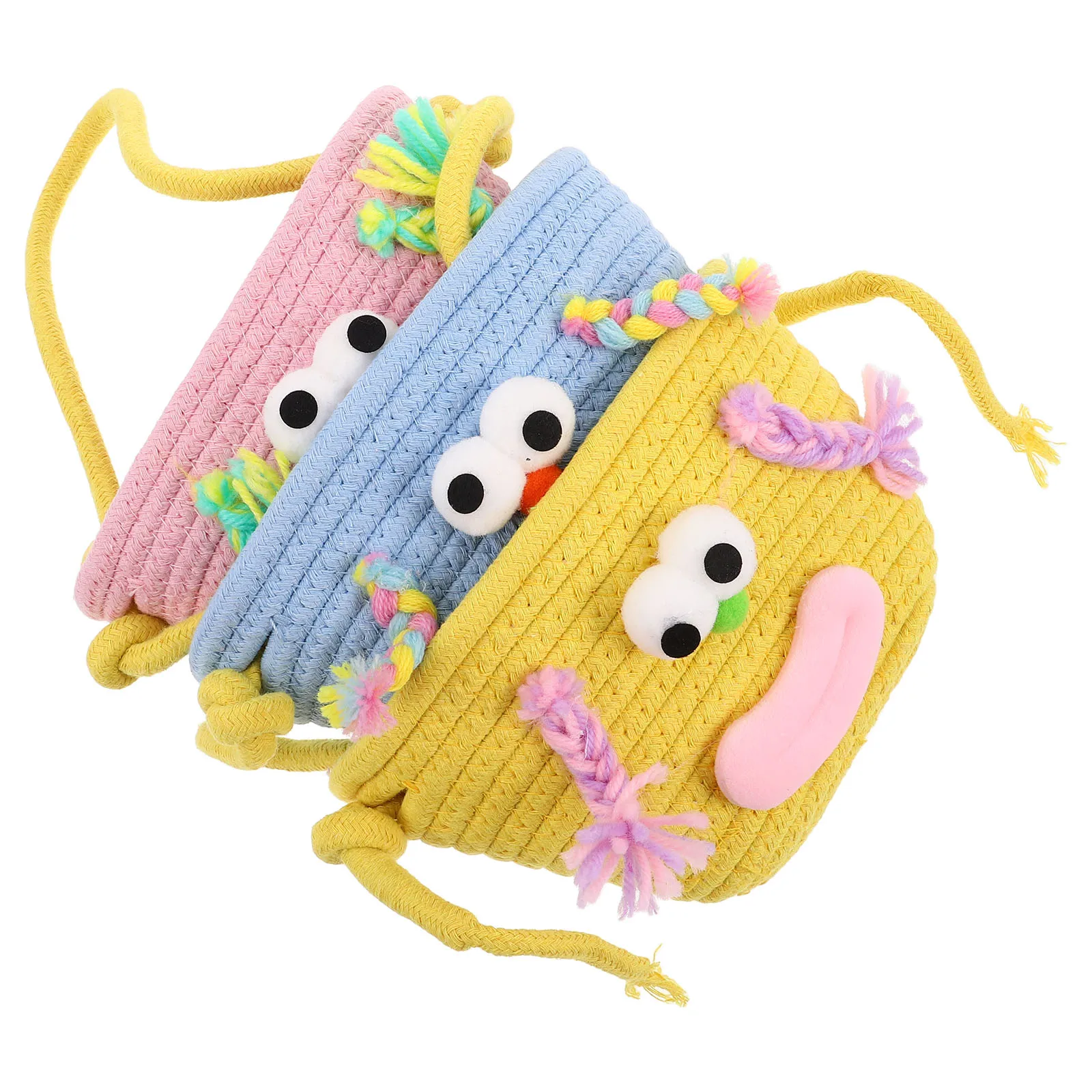 

Woven Storage Basket Hanging Organizer Tiered Cotton Rope Wall Mounted For Cosmetics Accessories Keys Home Decor Closet