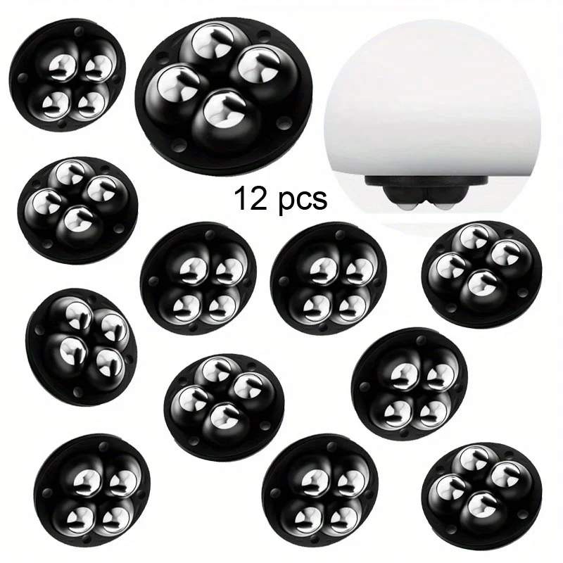 

12pcs Self Adhesive Type Mute Ball Universal Wheel 4 Beads Furniture Casters Wheels Stainless Steel Wheel 360° Rotation