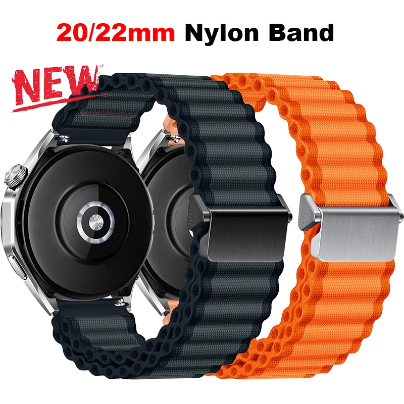 20mm 22mm Nylon Loop Strap For Samsung Watch 7 6 5 4 Classic For Huawei Watch 5/4/3/GT4-3Pro Bracelet Wristband Amazfit GTR Band