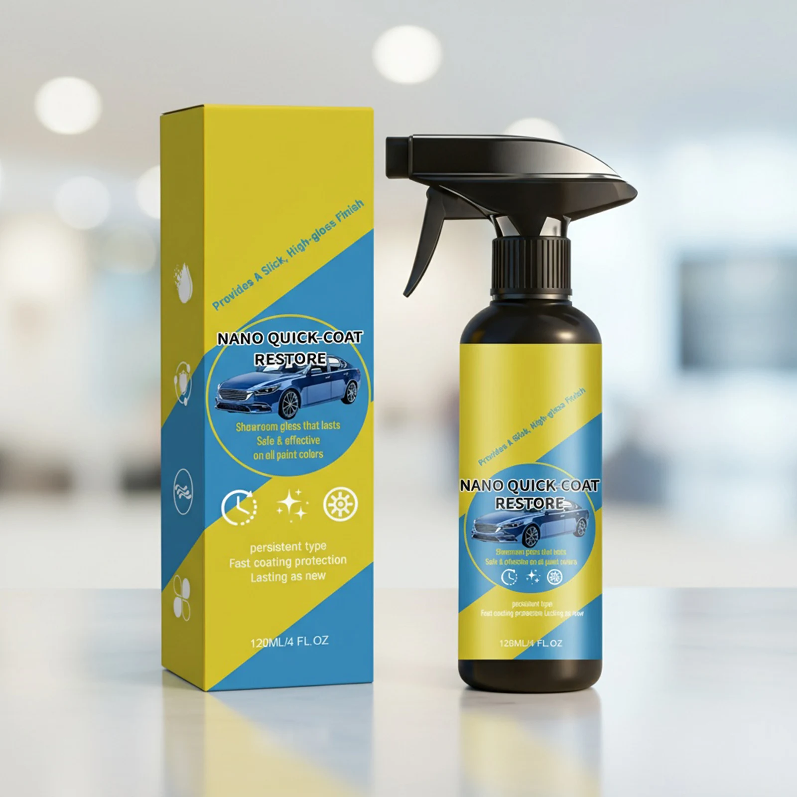 Nano Quick Coat Restore Coating Spray 120ML Paint Protection Glass Cleaner Dust Proof for Cars Glazing Effects Long-Lasting
