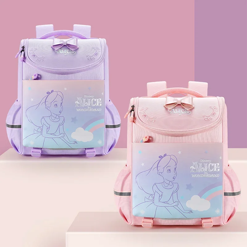 Mochila escolar de Disney Alice para estudiantes, mochila de doble hombro, ligera, impermeable, gran capacidad, dibujos animados