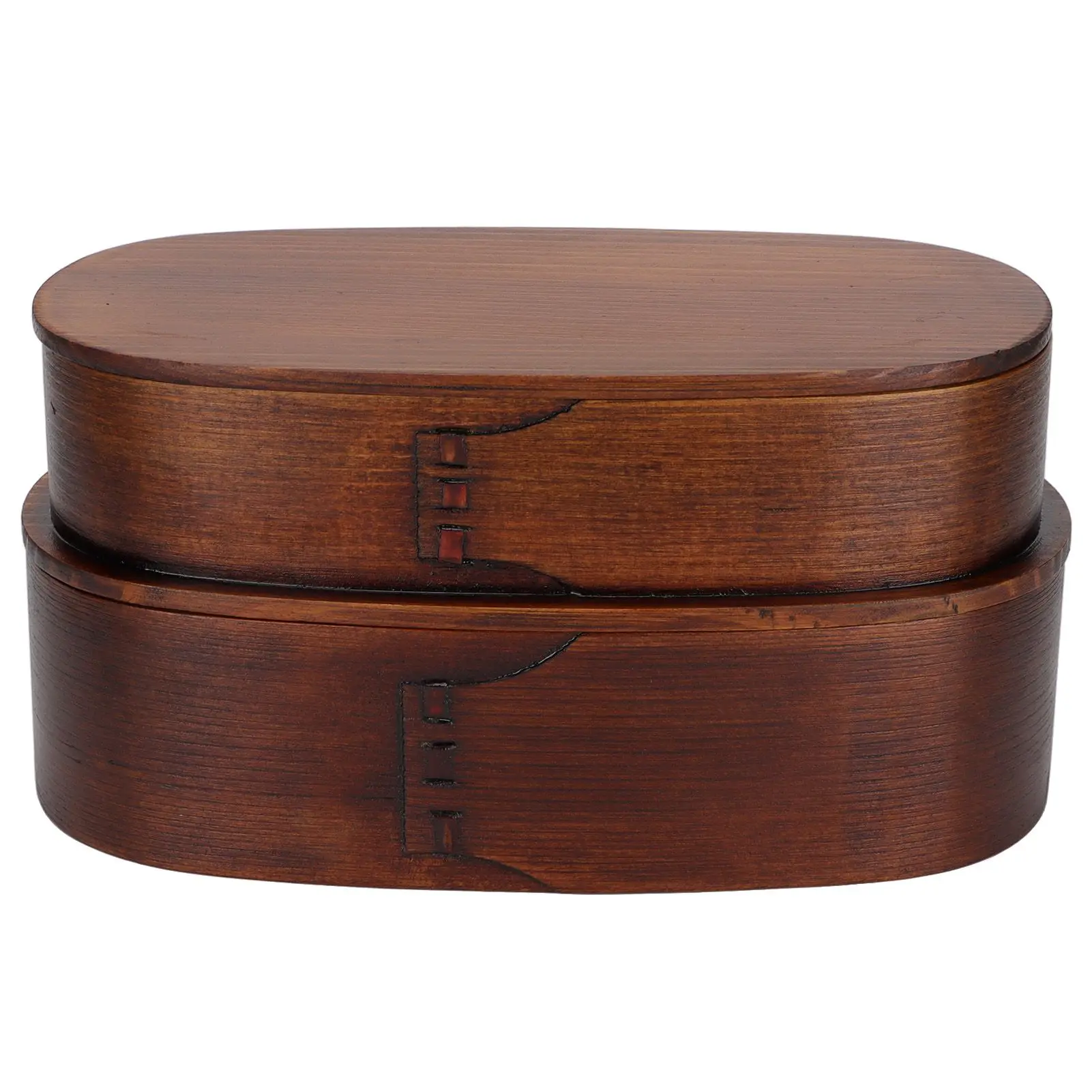 2 Layer Japanese Bento Box Wooden Food Storage Containers for Kids Adults Hiking Climbing Office School