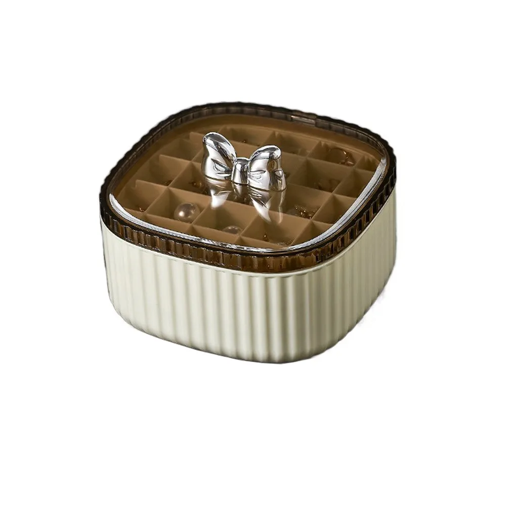 

3 Layer Portable Jewelry Box Multi-Compartments Transparent Lid Earrings Storage Case Stackable Large Capacity