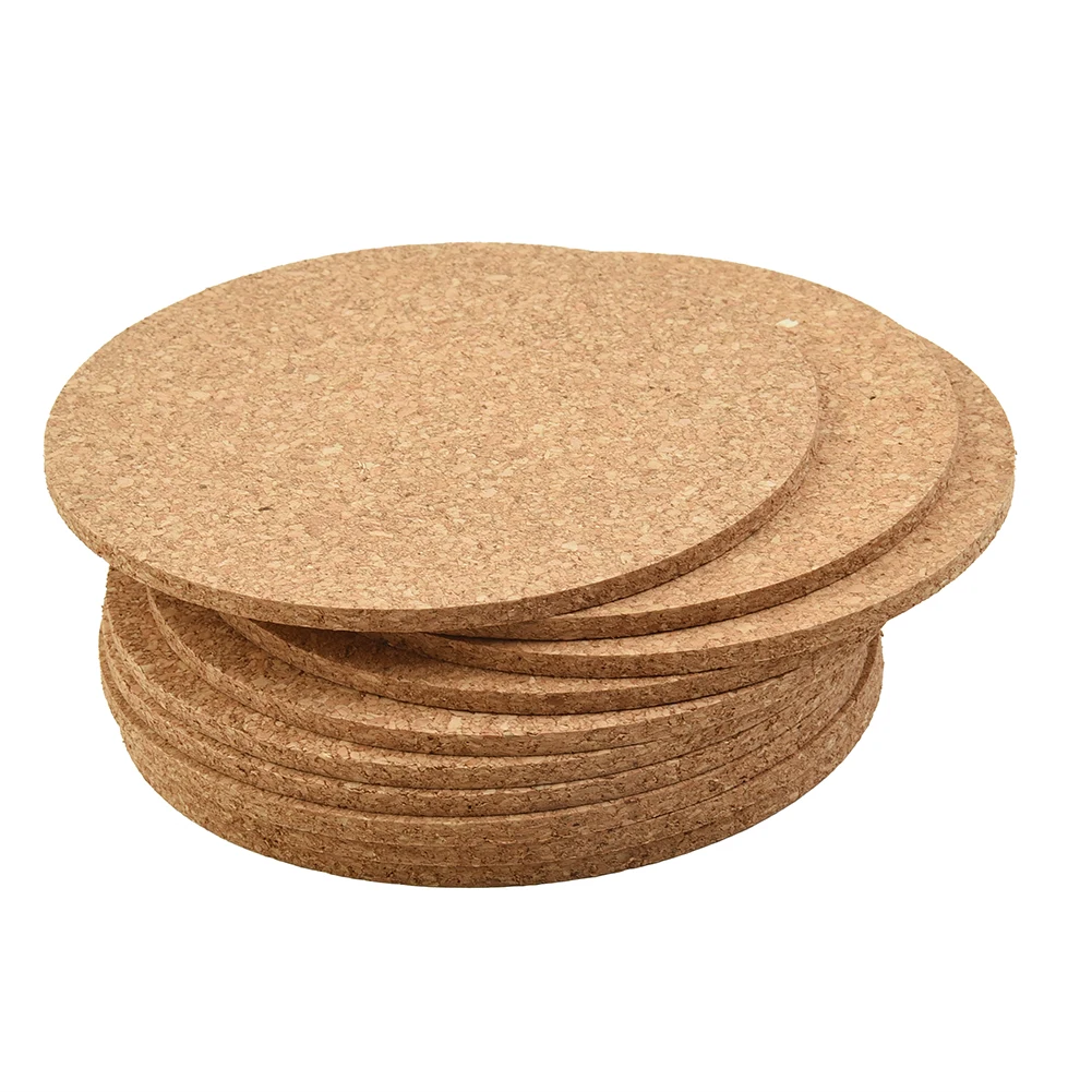 Coaster Cork Mat Anti-slip Self-adhesive 10pcs Cork Cork Mat Decorative Element Heat Insulation High Quality New