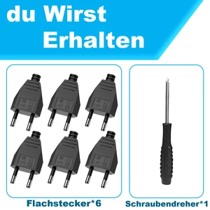 Elektrischer Sockeladapter mit Schraubendreher, rekrosen Verlängerungskabelanschluss, EU, Europäer, 2 Stifte, Wechselstrom, 110V-250 V, 6 PCs Hauptverkäufe männlicher Stecker - №1