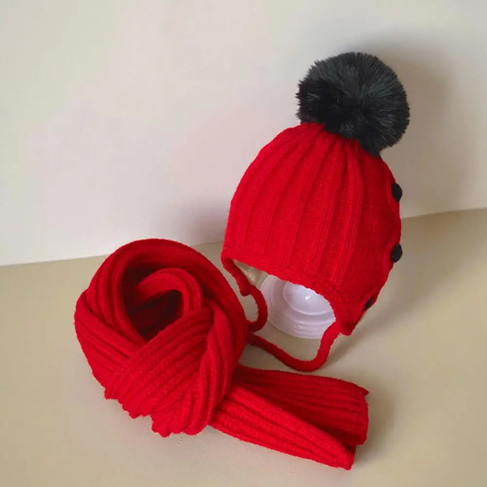Quente leve crianças chapéu cachecol conjunto crianças inverno chapéu cachecol conjunto com pom-pom cabo macio de malha cachecol quente para meninos meninas crianças