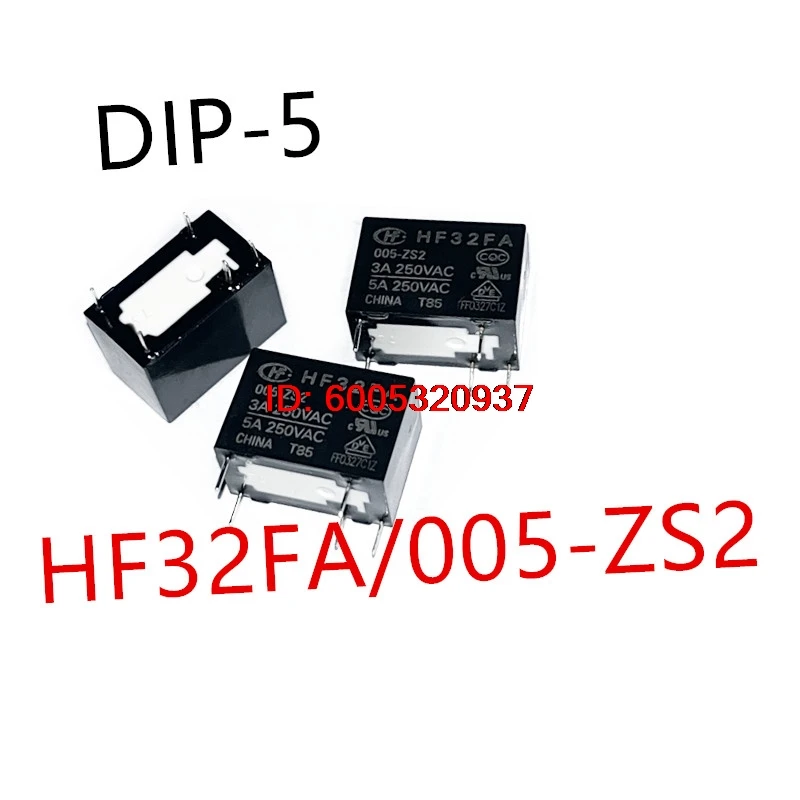 10piece  HF32FA/005-ZS2 、HF32FA/012-ZS2 、HF32FA/024-ZS2  DIP-5  New power relay  HF32FA-005-ZS2 、HF32FA-012-ZS2 、HF32FA-024