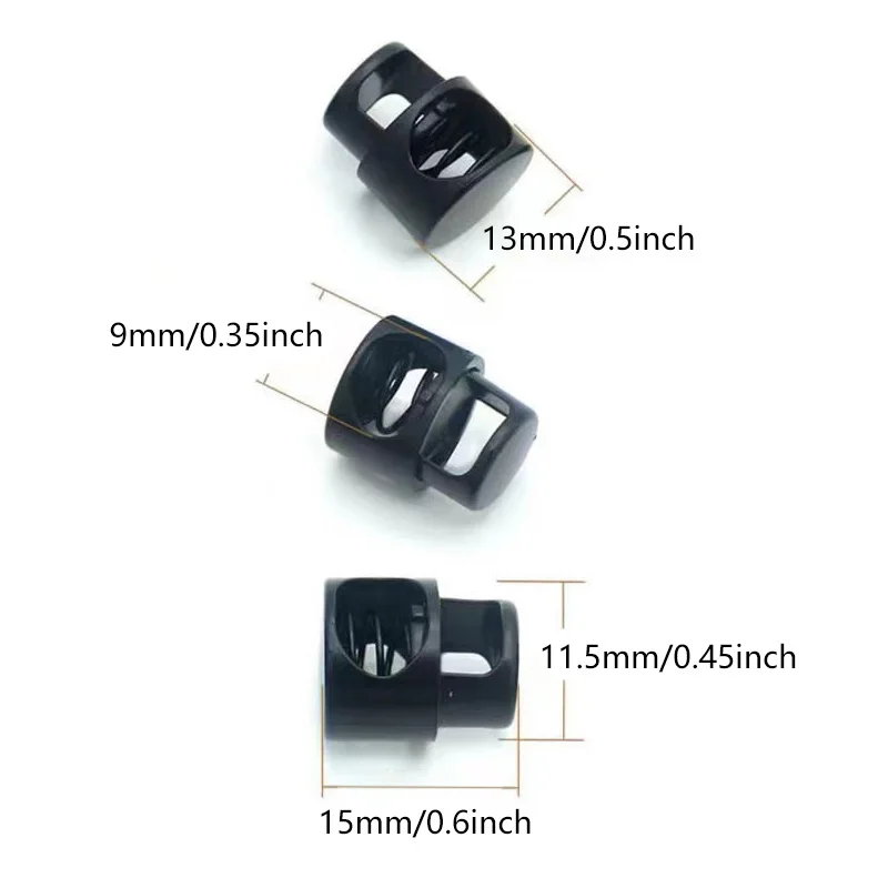 10pcs Drawstring Stops Toggle Stopper Metal Clasp Single Hole Cord Lock Clip Spring Buckle Accessories End Button Gold Black