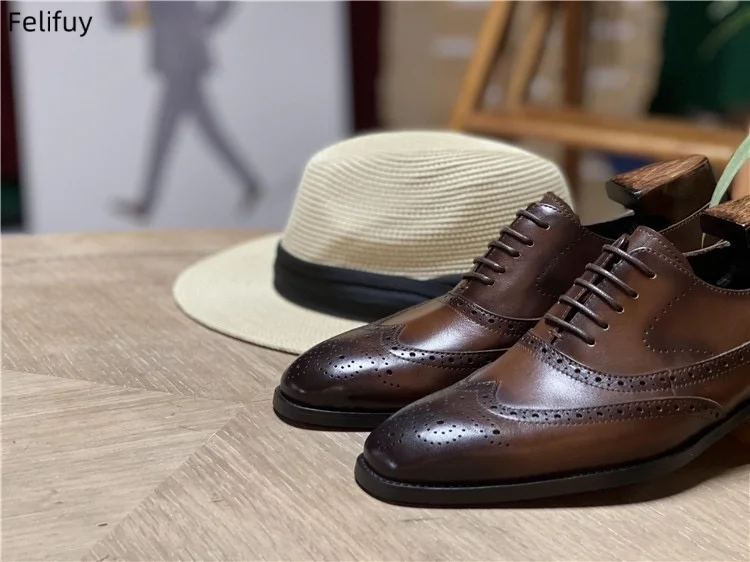 

Новые туфли-броги, оксфорды, дерби из натуральной кожи, деловые туфли на шнуровке, мужские туфли, свадебные и официальные туфли для мужчин