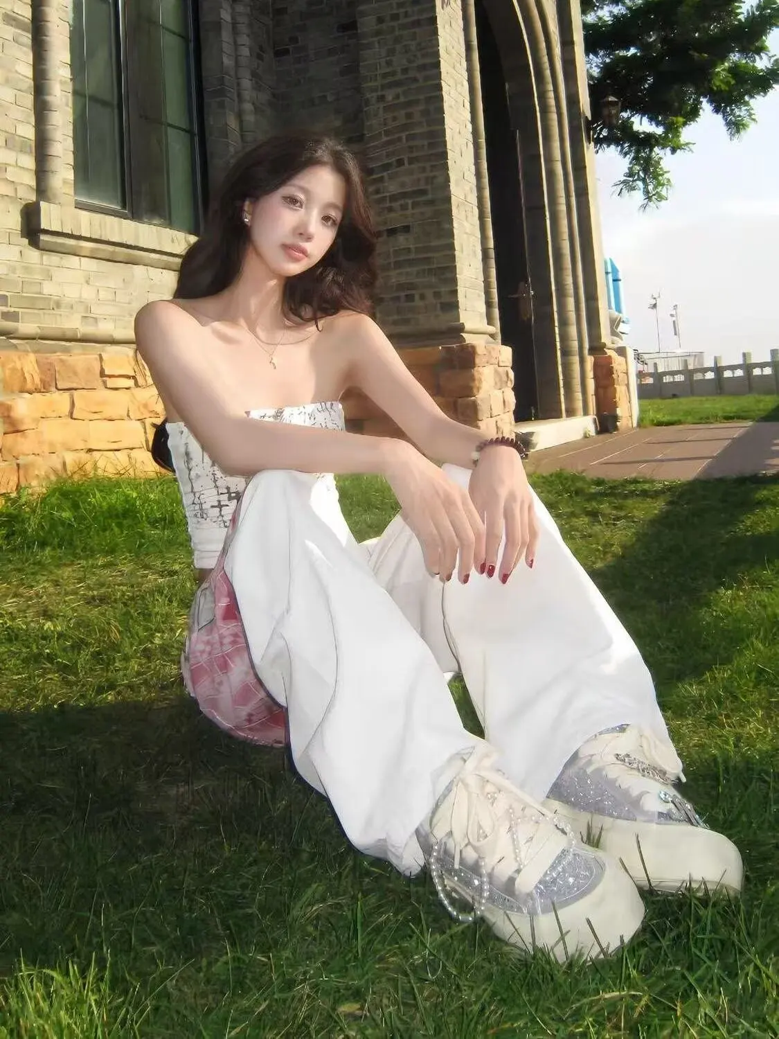 Women's Pants High Street Graphic Printed Design High Waisted Jeans Women Clothes Y2K Casual Fashion Straight Baggy Trouser New