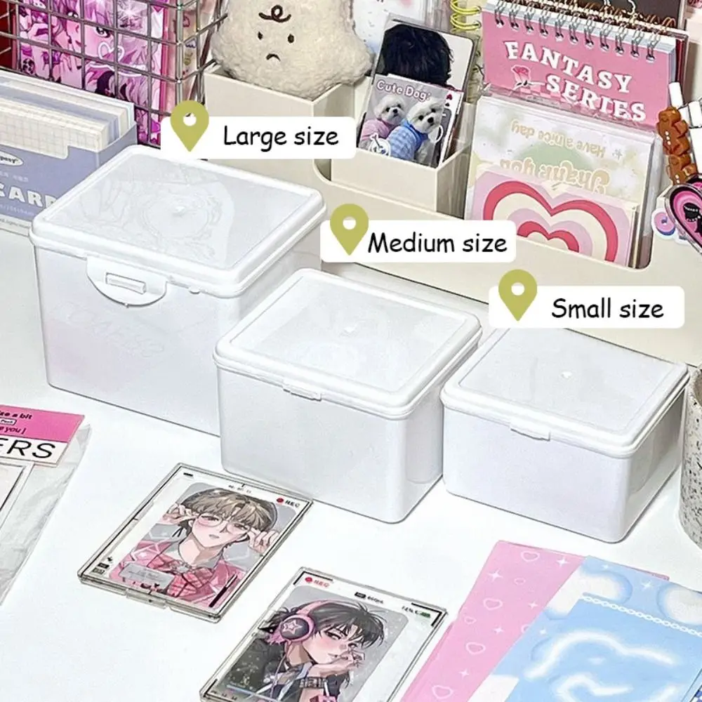 White Kpop Photocard Storage Box Idol Cards Photos Collection Box Jewelry Container ID Card Organizer Desktop Decor Supplies