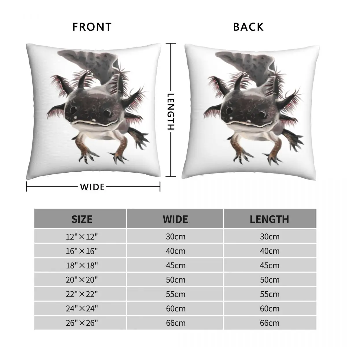 Happy Axolotl Pillowcase Polyester Linen Velvet Pattern Zip Decor Pillow Case Sofa Seater Cushion Cover