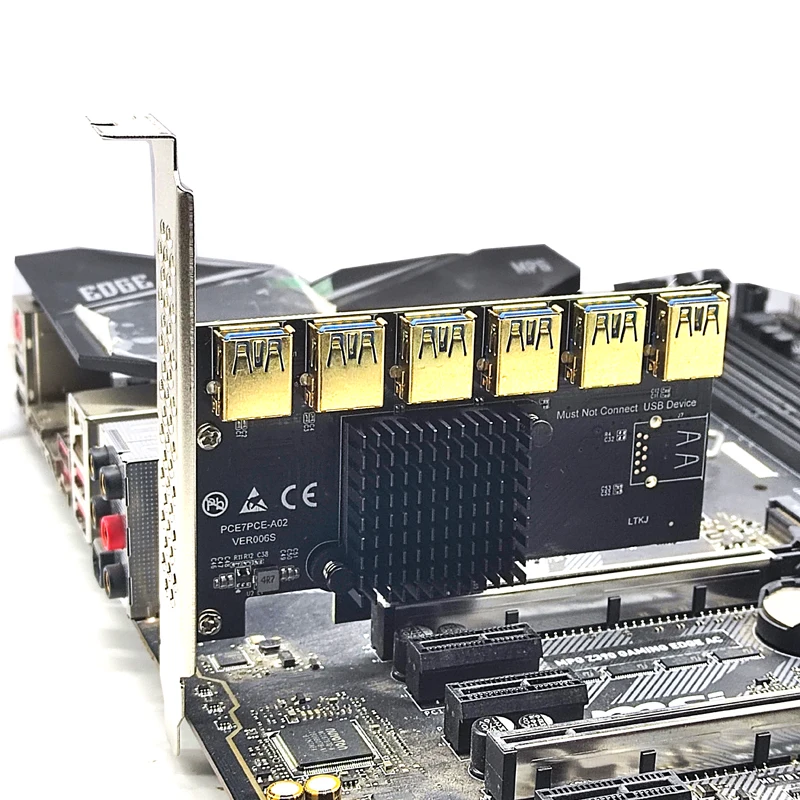 Pci Express Multiplier Pcie 1 Tot 6 Usb3.0 Riser Card Voor Pci Express X16 Riser Grafische Kaart Eth Bitcoin Miner Mining Add On Card