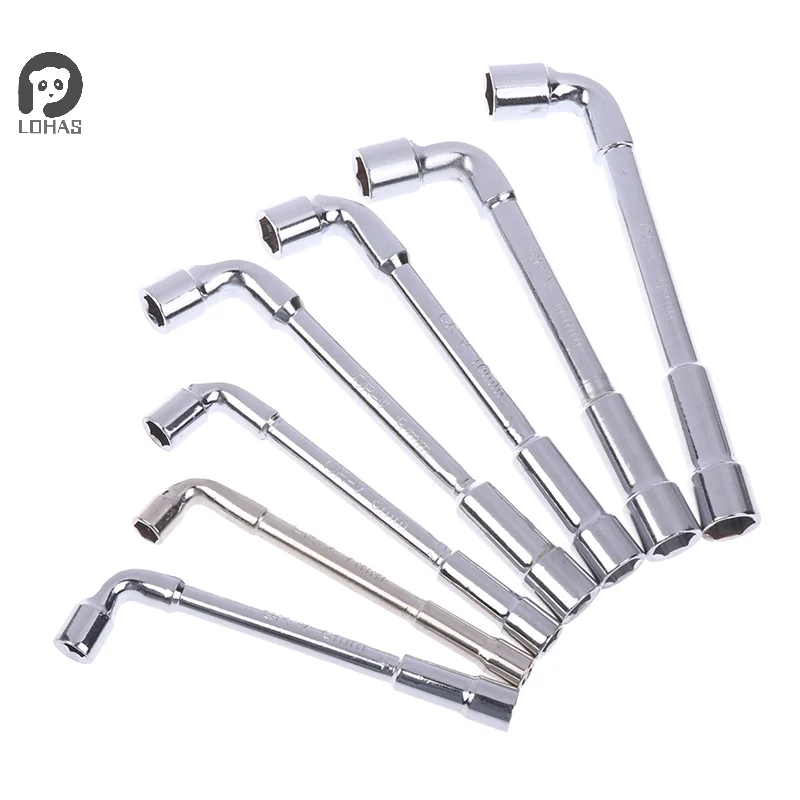 6-12mm Hardware Tools Mirror Perforated L-shaped Elbow Socket Wrench 7-shaped Milling Mouth Manual Pipe Wrench