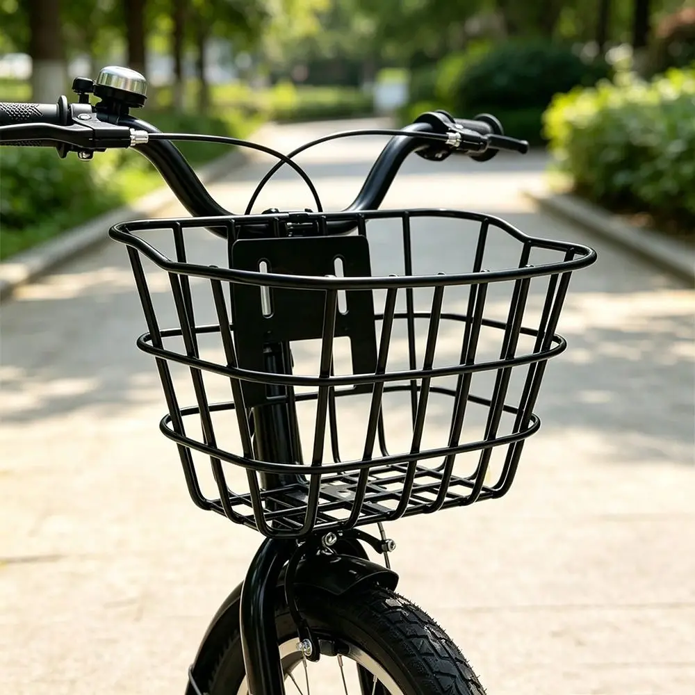 Easy To Install Bicycle Rear Basket Metal Adjustable Mountain Bike Basket Black Fixed Durable