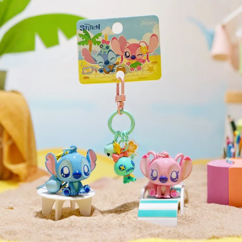 

Lilo&Stitch Summer Beach Series Doll Model Pendant Disney Anime Angel Little Gold Doll Toys Cartoon Keychain Accessories Gift
