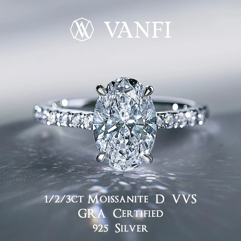 

Kfvanfi 3ct moissanite silver 925 women's ring plated with 18k white gold banquet shining luxury band engagement wedding jewelry