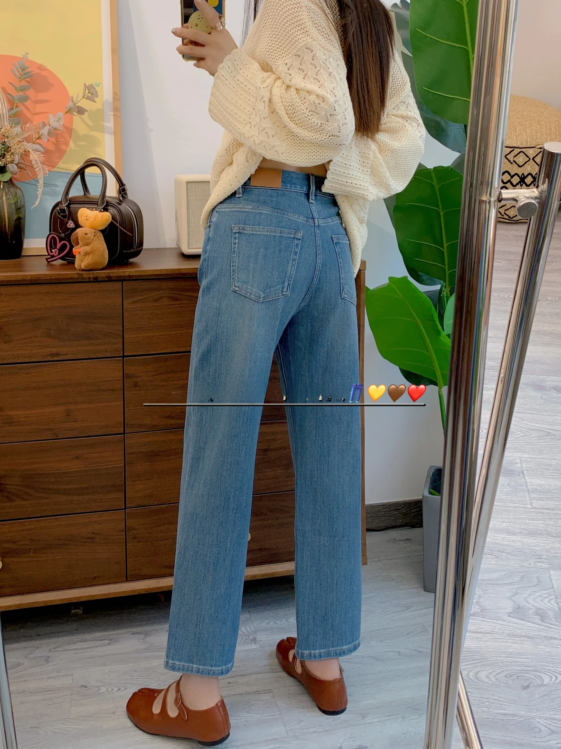 

Женские прямые джинсы с высокой талией, хлопковые эластичные джинсовые повседневные модные весенне-осенне-зимние сезонные женские джинсы