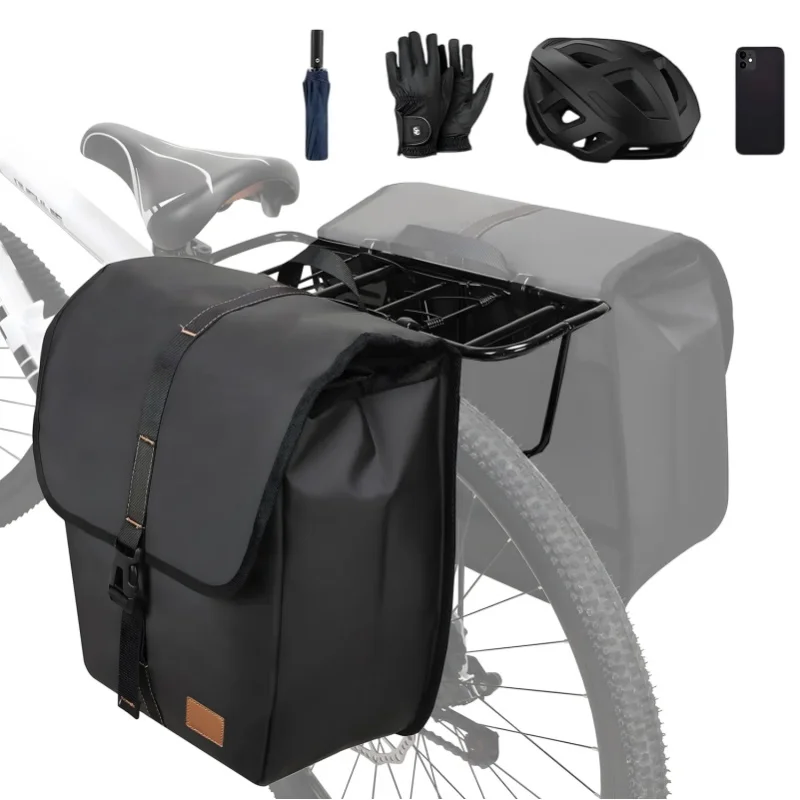 20L Schwarze Fahrrad-Satteltasche, verschleißfeste Fahrrad-Aufbewahrungstasche mit Doppelhaken-Schultergurt und Tragegriff, große Kapazität, wasserdichte Fahrrad-Hecktasche für Mountainbike, Rennrad,