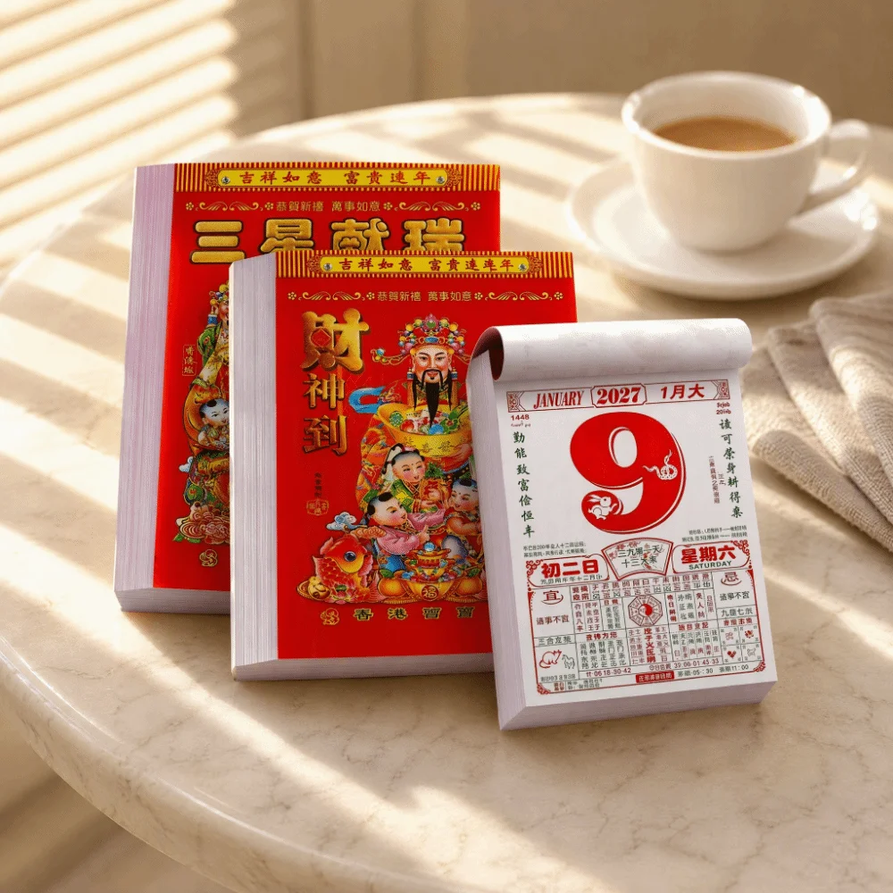 Traditional 2027 Chinese Lunar Year Calendar Feng Shui Classic Tearable Hanging Calendar Lucky Old Style Year of Goat Calendar