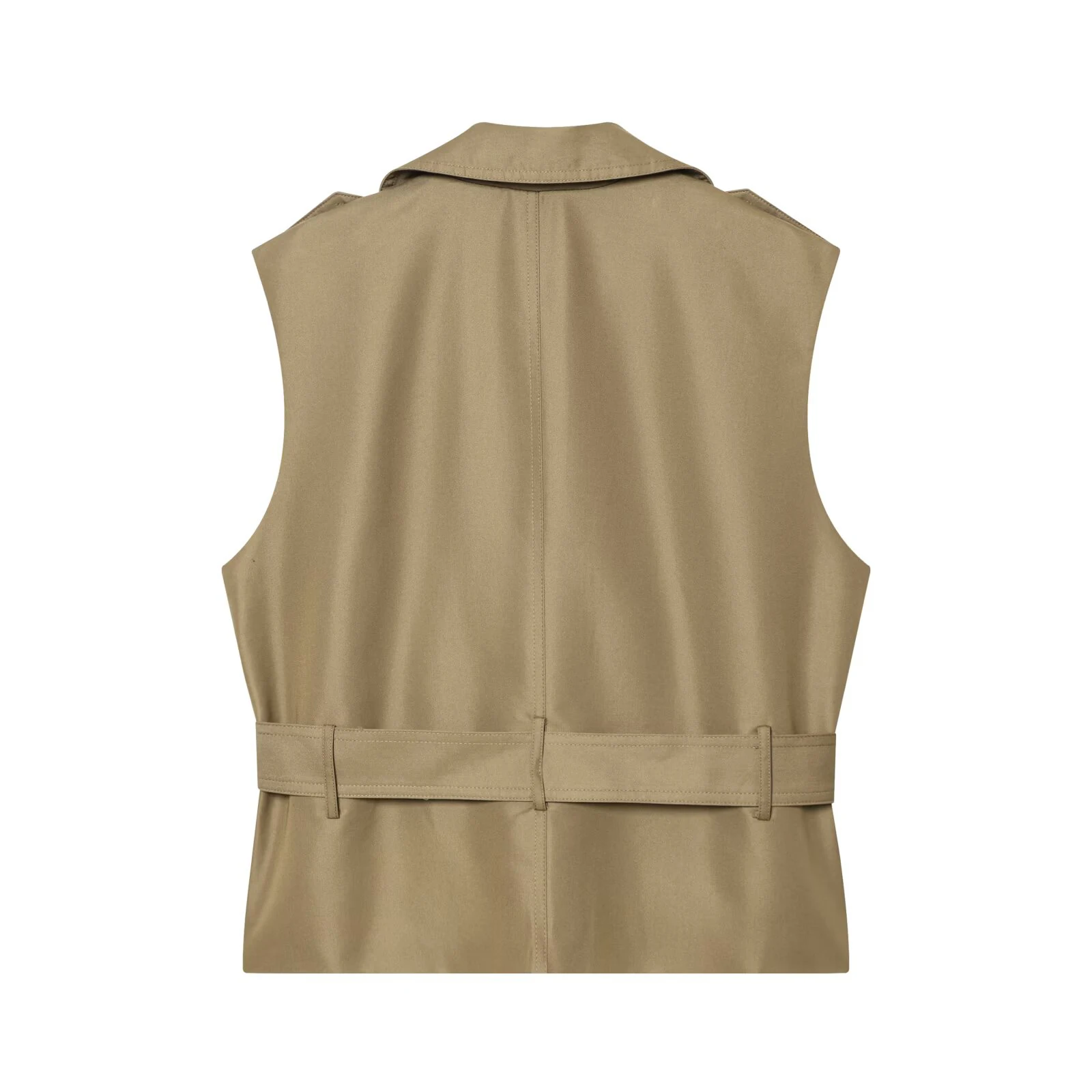 European and American style summer new women's clothing sleeveless lapel strap with double lapels and waist belt vest