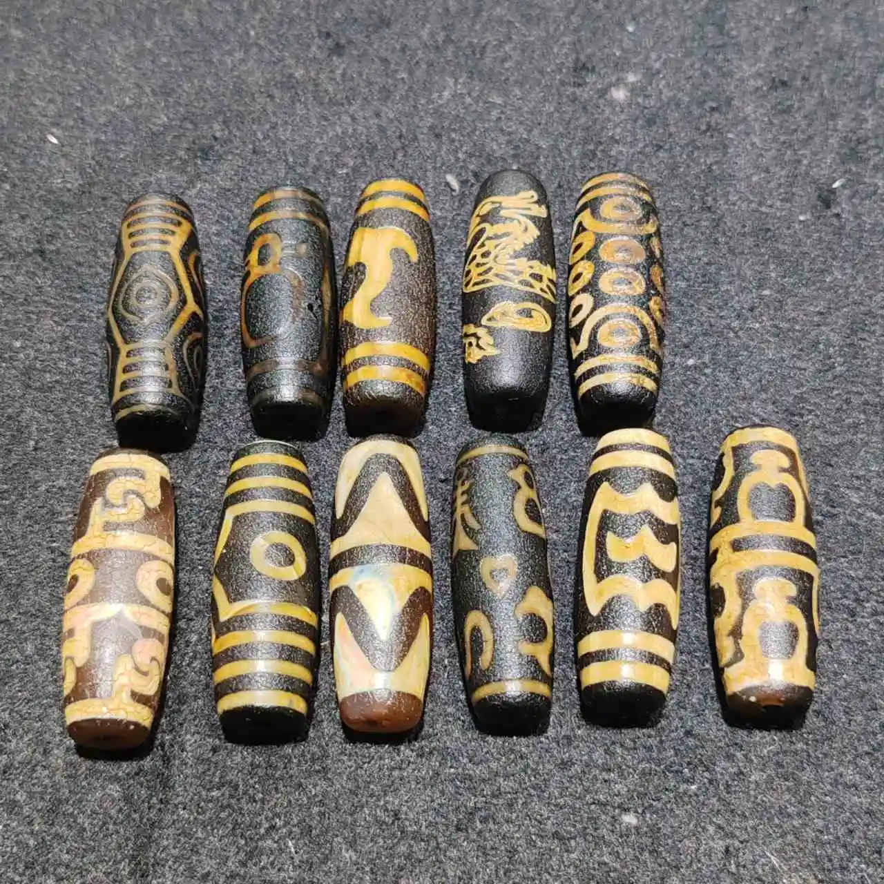 Tibet Agate Dzi Fire Sacrifice Dragon Scale Split Multi Totem Heavenly Pearl Necklace Pendant DIY Accessories