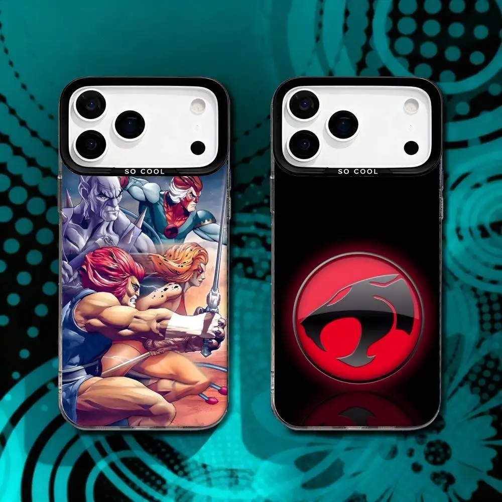 

Cartoon T-ThunderCatsS For iPhone 17,16,15,14,13,12,X,8,Pro,Max,Plus,SE4,Air,Mini Anti-Slip Black IMD Matte Case