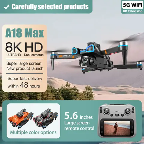 샤오미 A18 맥스 드론 5G 프로페셔널 8K 듀얼 카메라 리모컨 (스크린 포함) WIFI FPV 장애물 회피 쿼드콥터 드론