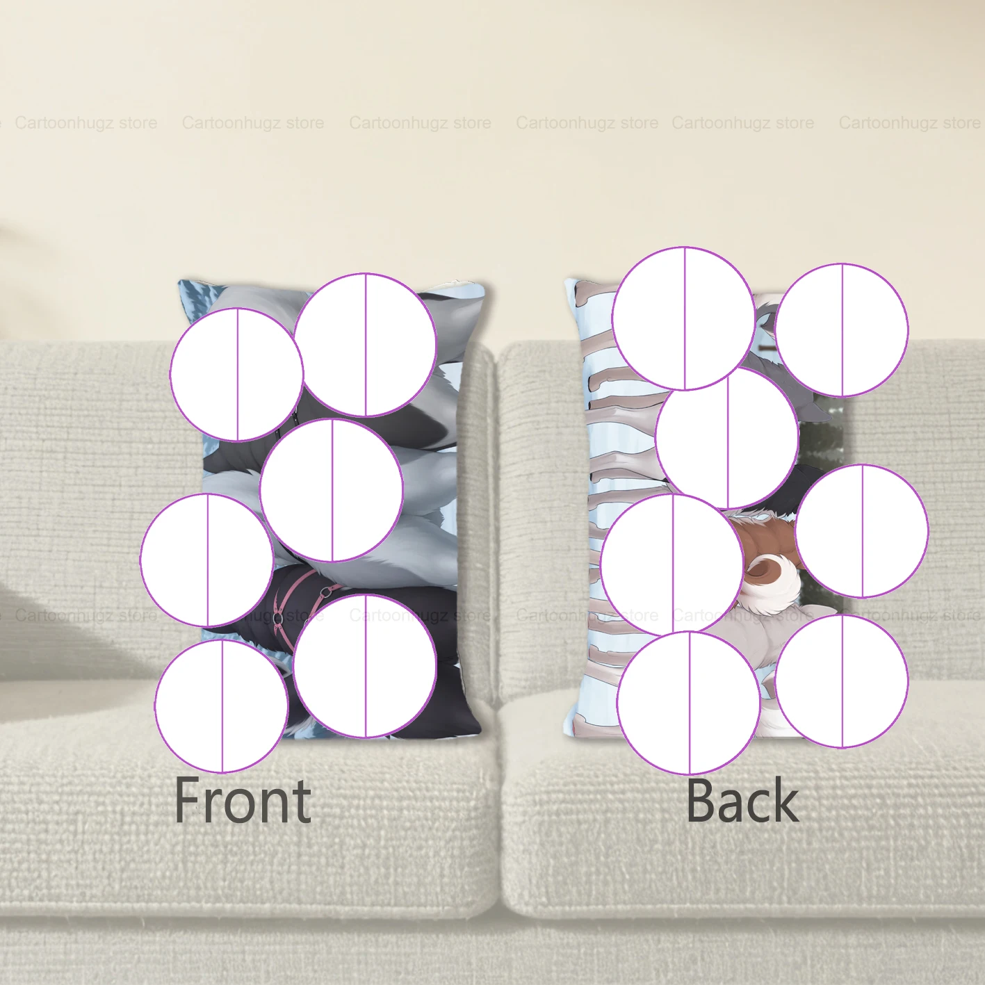 

Чехол для подушки-дакимакуры с аниме-принтом собаки, двусторонний, 40x60 см