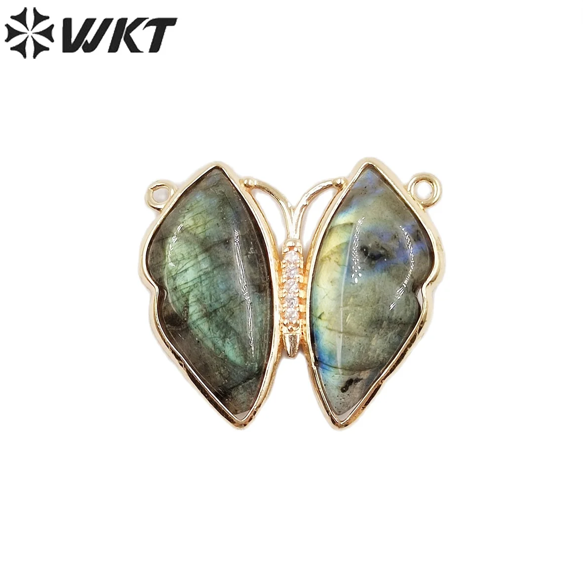 WT-P1881 Amazing lifelike lovely Natural stone Butterfly pendant gold double loops Sun stone jewelry pendant for birthday gift