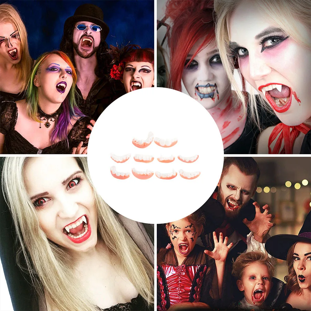 Dentaduras postizas de Halloween, decoración de PVC, accesorios de broma, disfraces, fiesta de terror, colmillos de Cosplay, diseño realista adecuado para todas las edades