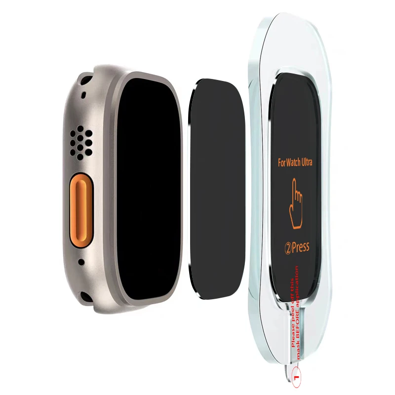 Противопрочная пленка из закаленного стекла для Apple Watch Ultra с инструментом выравнивания, простая установка защитной пленки для экрана для iWatch Ultra 2 49 мм