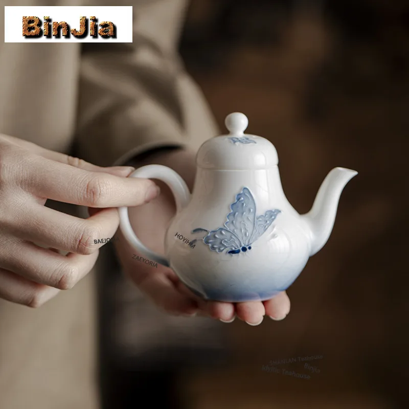 BAEJORIA 125ml Gradient Ramp Hand-painted Butterfly Teapot Traditional Tea Infuser Pot Tea Maker Kettle With Strainer Teaset